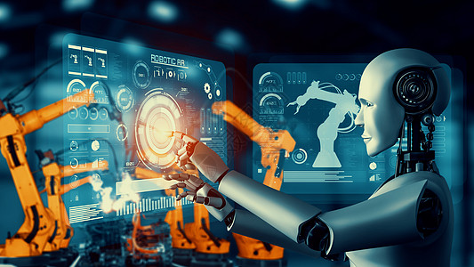 Cybernated 工业机器人和机械臂 用于工厂生产中的组装工程技术创新科学动物机器人工智能制造业转型机器人图片