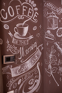 咖啡屋标志 墙壁有淡色效果涂鸦徽章豆子标识绘画标签菜单酒吧厨师杯子图片