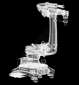 工业机器人 X光透明 3D 插图焊接扫描手臂渲染自动机智力发动机人工智能工程机械图片