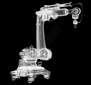 工业机器人 X光透明 3D 插图3d背景工程机械宏观机械臂自动机机器蓝色黑色图片