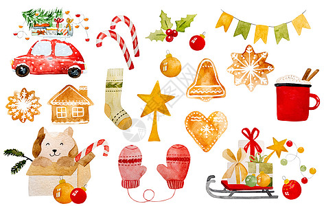 圣诞节时间插图展示房子星星季节明信片卡通片装饰品日历横幅传统图片