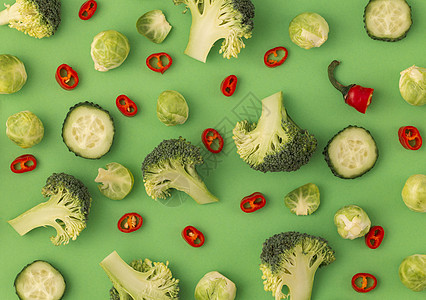 丰富多彩的蔬菜概念沙拉饮食红色养分天线辣椒绿色打印墙纸黄瓜图片