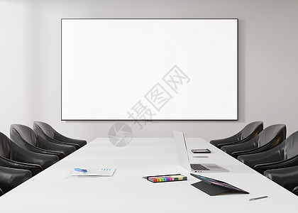 有空白的 空的电视屏幕的会议室 监控模拟 带 LCD 屏幕的商务会议室 可用于演示和广告 现代 现代的办公室 免费 复制空间 模图片