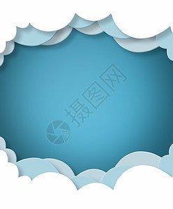 在云中迷路 蓝色背景的卡通纸云图片