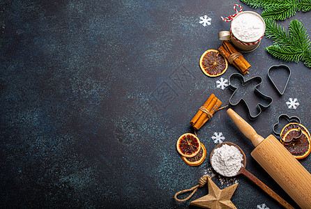 圣诞烘烤背景最佳视图庆典新年面粉甜点菜单枞树框架横幅乡村面团图片