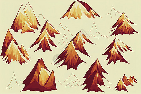 森林和山林图标 手绘设置动画风格图片
