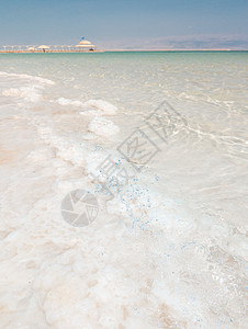 以色列Ein Bokek海滩的明青绿水旅行环境蓝色假期旅游天空支撑盐渍水晶治疗图片