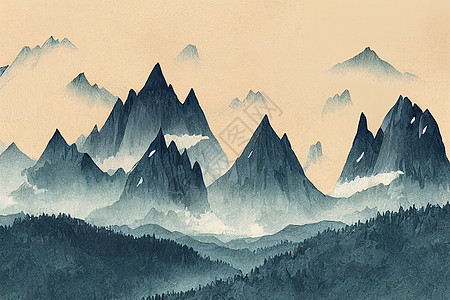 手绘山树手绘山丘图示 二插图背景