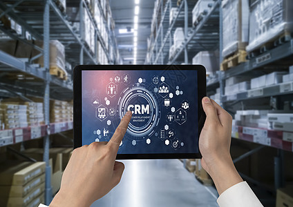 用于 CRM 业务的现代计算机上的客户关系管理系统工人解决方案工具战略制造业服务销售量技术商业品牌图片