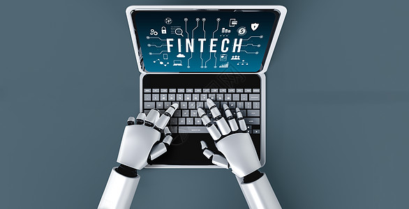 Fintech金融技术软件 供现代企业使用数据投资3d电子人互联网学习编程营销银行业科学图片