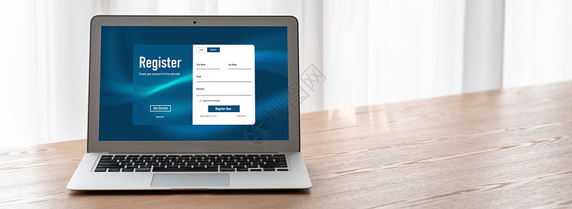 网站登录用于填写现代表格的在线登记表互联网就业屏幕数据男人办公室申请人网站电脑笔记本背景