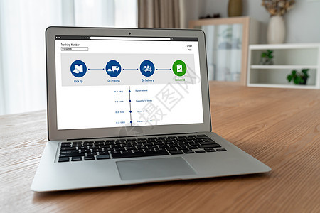 电子商务和现代在线业务的交货跟踪系统服务货物包装网络桌子屏幕电脑送货商务船运图片