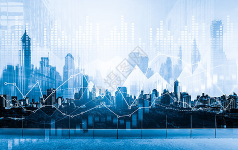 作为商业概念背景的金融图表和现代城市风景 171世界市场贸易经济首都外汇投资者软件生长利润图片