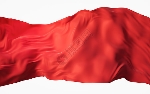 红布背景 3D交接丝绸横幅节日柔软度海浪旗帜波纹皱纹棉布液体图片