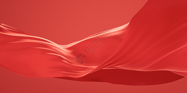红布背景 3D交接织物波纹渲染纺织品曲线横幅旗帜柔软度丝绸庆典图片