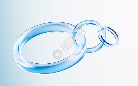 有梯度颜色的透明玻璃 3D翻譯蓝色水晶坡度反射曲线弯曲透明度渲染戒指折射图片