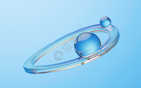 软球和抽象几何背景 3D投影蓝色空气曲线软垫气泡渲染折射玻璃柔软度塑料图片