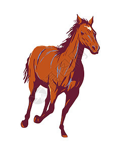 美国西部野马或野马自由旋转骑马大赛 在世界保护协会招贴画艺术背景图片