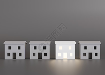 灰色背景的白色和灰色房子 买或卖房子 新物业 抵押贷款和房地产投资的概念 待售房屋 复制文本或徽标的空间 现代布局 3d 渲染图片