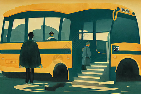 公共汽车司机 中转和城市间 动画风格插图公车男生校车公交运输摄影孩子成人女孩幸福图片