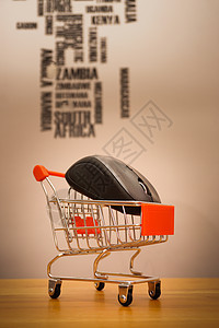 在线购物图插图概念 用微型小车拍摄商业笔记本店铺送货销售服务大车营销网站横幅背景图片