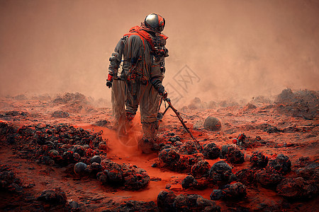 到达火星的人 3D天空干旱灰尘气泡头盔太空服小说外星人殖民地圆顶图片