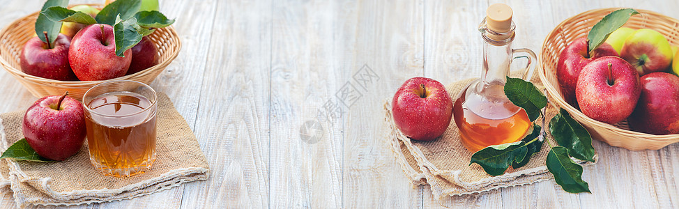 瓶子里的苹果醋醋 有选择的焦点康复横幅调味品损失水果果汁营养桌子花园饮食图片