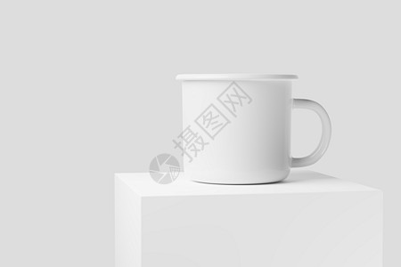 Enamel Mug 3D 白色白板摩卡普产品搪瓷推介会早餐乡村配件极简咖啡杯子广告图片