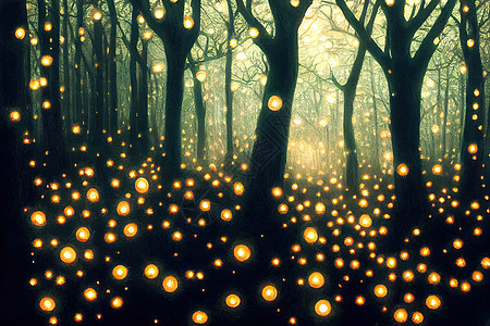 神奇和魔法的森林景观 闪亮的光芒图片