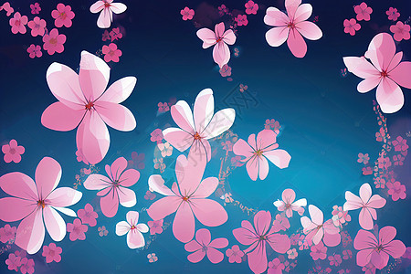 浪漫的春春背景 有动画风格 在天空中飞花图片