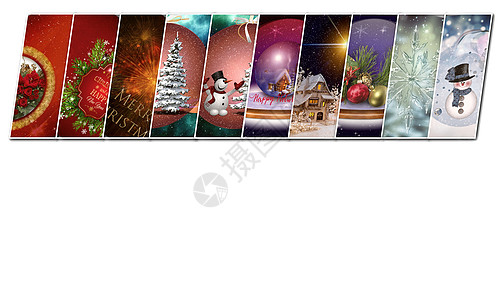 在白色背景上拼凑十幅圣诞照片图片