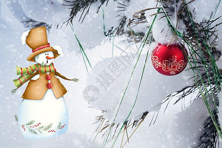 圣诞贺卡上贴着雪人的形象礼物假期问候语钟声惊喜日历季节雪花分支机构邀请函图片