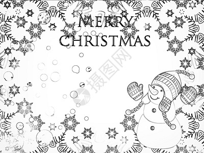 圣诞贺卡上贴着雪人的形象问候语假期季节分支机构雪花打印钟声邀请函插图日历图片