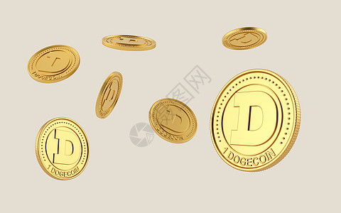 Dogecoin硬币在清晰的背景下飞翔 Dogecoins加密货币图片