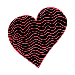 红心和黑心由彩色笔画出 在白色背景上孤立的心脏形状铅笔黑色简历绘画国际迹象艺术插图节日世界图片