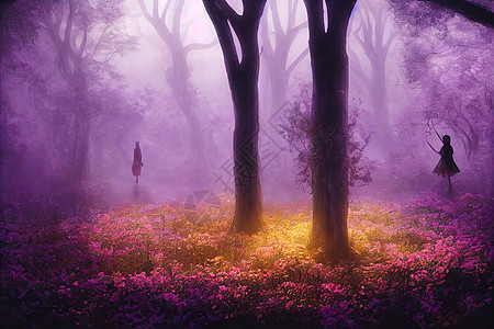 园圃和众天神 在夜间迷雾中图片