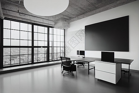 现代办公室内地现代设计师工作场所 无空白;图片