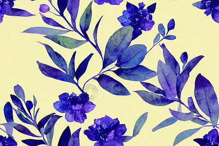 水彩花色无缝的图案 美丽的蓝花花束图片