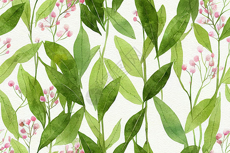 浅绿色绿黄花树枝 叶叶和粉红野花图片