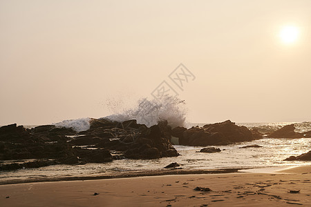斯里兰卡海浪大 海洋日落斯里兰卡支撑情调旅行海岸异国热带阳光蓝色假期天空图片