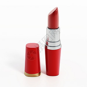 白背景上孤立的红口红口红 3D 插图化妆品唇彩管子时尚配饰粉色嘴唇3d产品光泽度图片