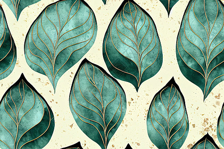 Imprints 抽象或内酸的嫩叶混合组合重复无缝模式插图打印异国花园情调框架植物乡村墙纸风格图片