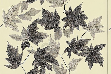 Scheffler 叶子 植物 花朵 无缝2D图案 手工绘画图片