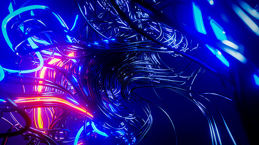 移动和闪光电缆 3D投影插图蓝色激光活力派对渲染踪迹星系纤维运动射线图片