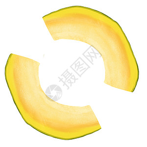 手绘插图的两个圆圈形状的瓜片 黄绿色甜美可口的夏季水果 蔬菜素食素食甜点 成熟的自然食物 健康饮食图片