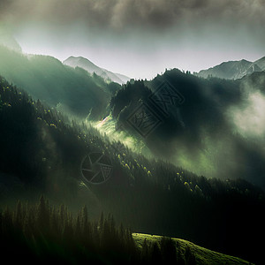 绿山脉 迷雾山的风景家庭天空季节天际丘陵旅行插图环境地平线公园图片