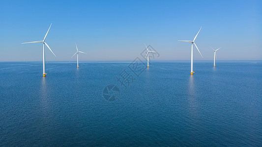 海上风动涡轮机在荷兰产生绿色能源全球风力资源车站生产蓝色环境日落创新涡轮图片
