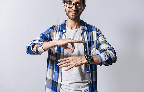 年轻人用手语打手势 用手语说话的人 有听力问题的人的手动手势 用手语说话的人被隔离图片