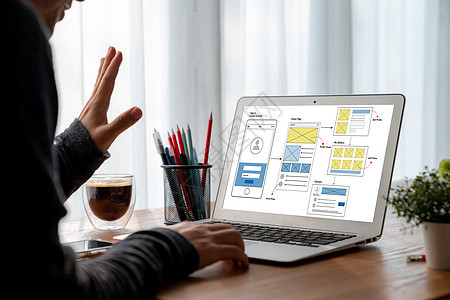 现代移动应用程序和网站 UX UX UUI设计流程屏幕编程用户草图商业办公室网络桌子工作界面图片