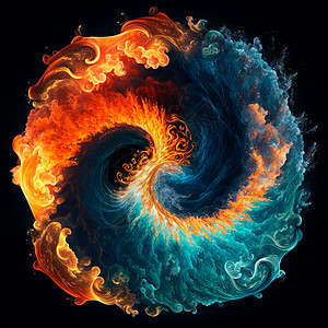 火与水波浪燃烧果汁天空框架活力平衡橙子海浪火焰图片